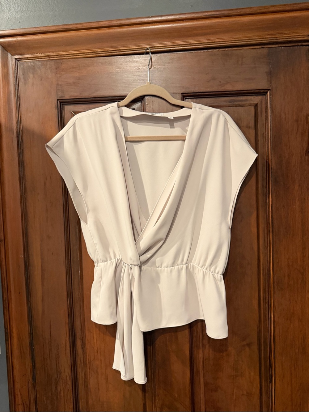 Babaton Cream Wrap Tie Blouse